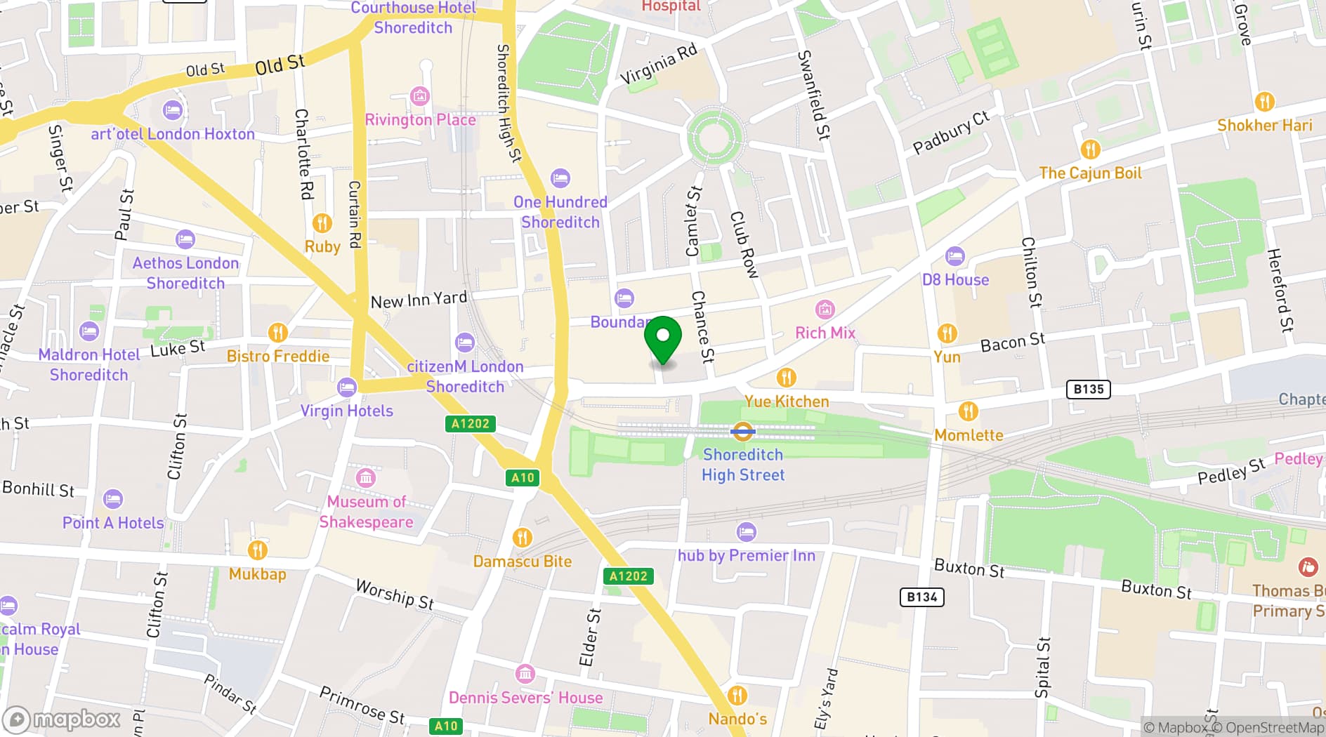 Map showing Unit 9 Shoreditch