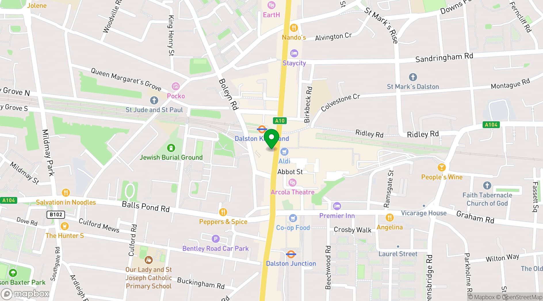 Map showing Draughts Hackney