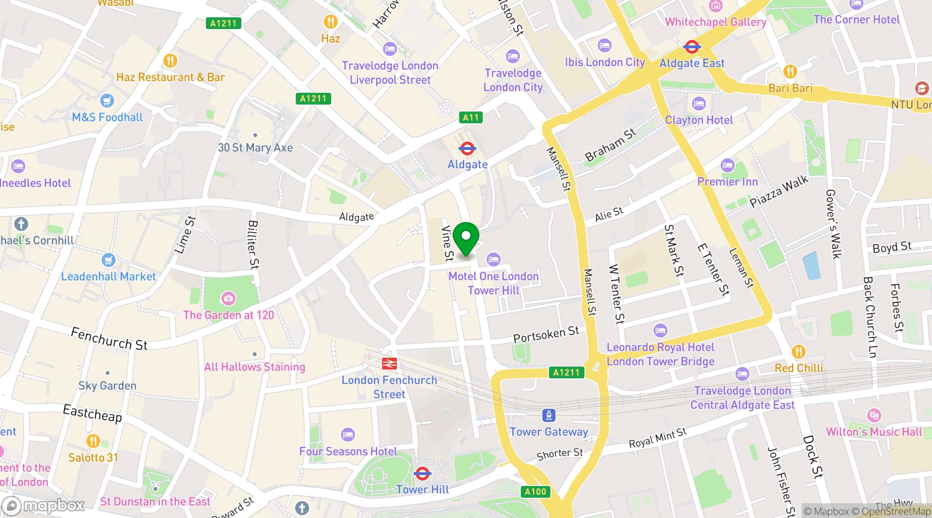 Map showing Slug and Lettuce, Aldgate 