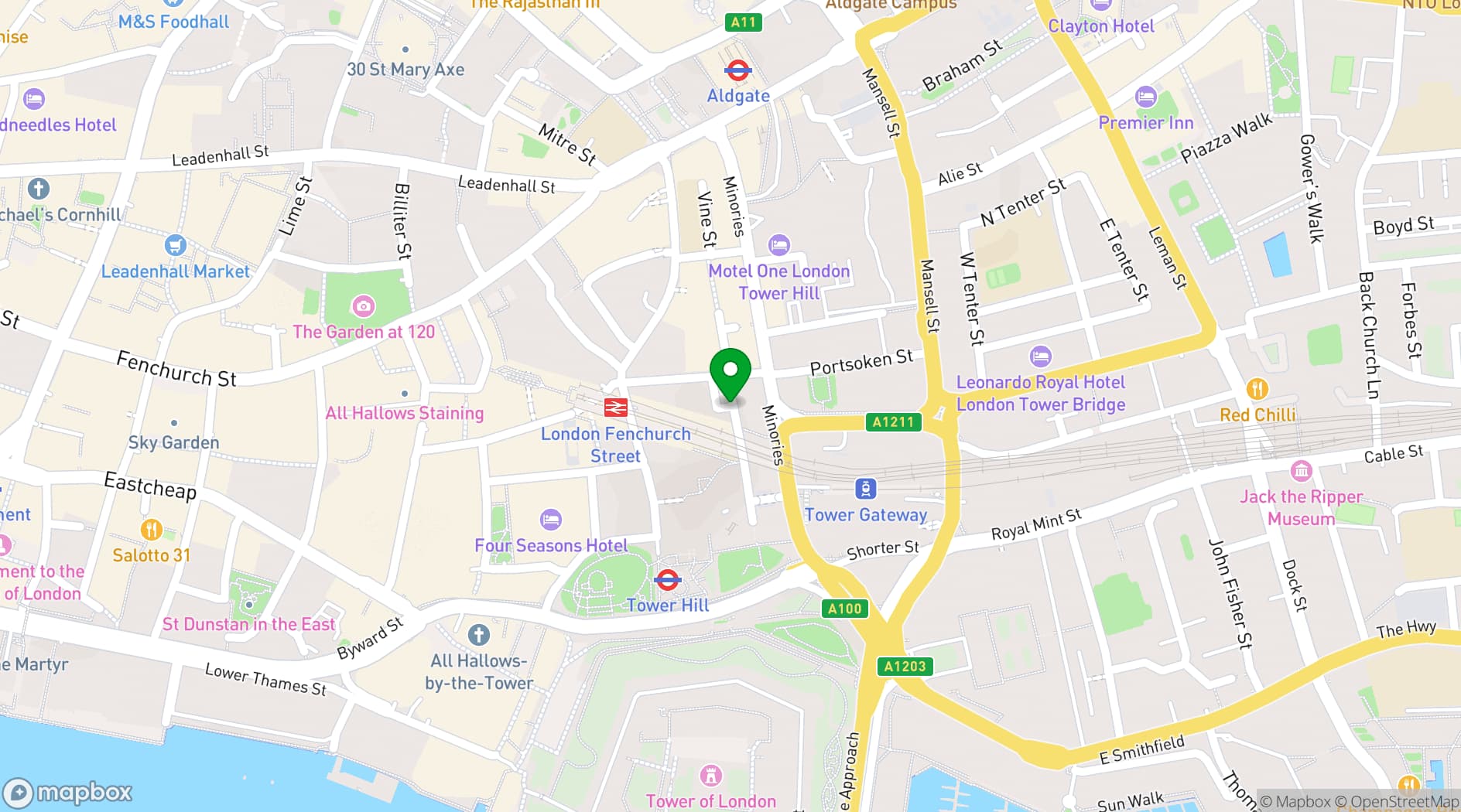 Map showing Revolution Bar America Square