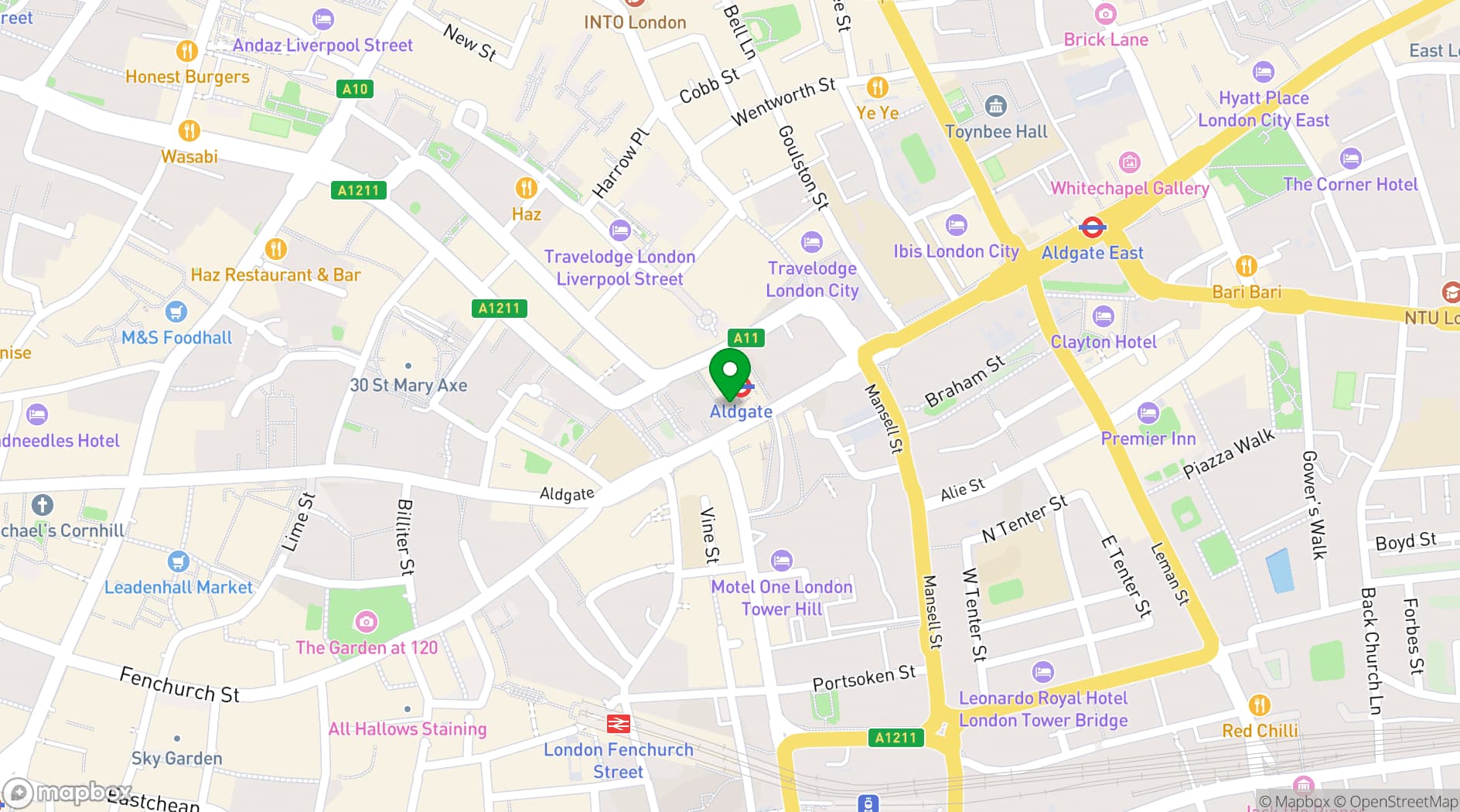 Map showing The Cardinal Bar & Kitchen