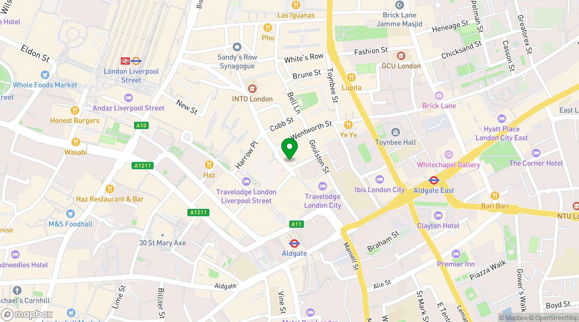 Map showing Pop up space