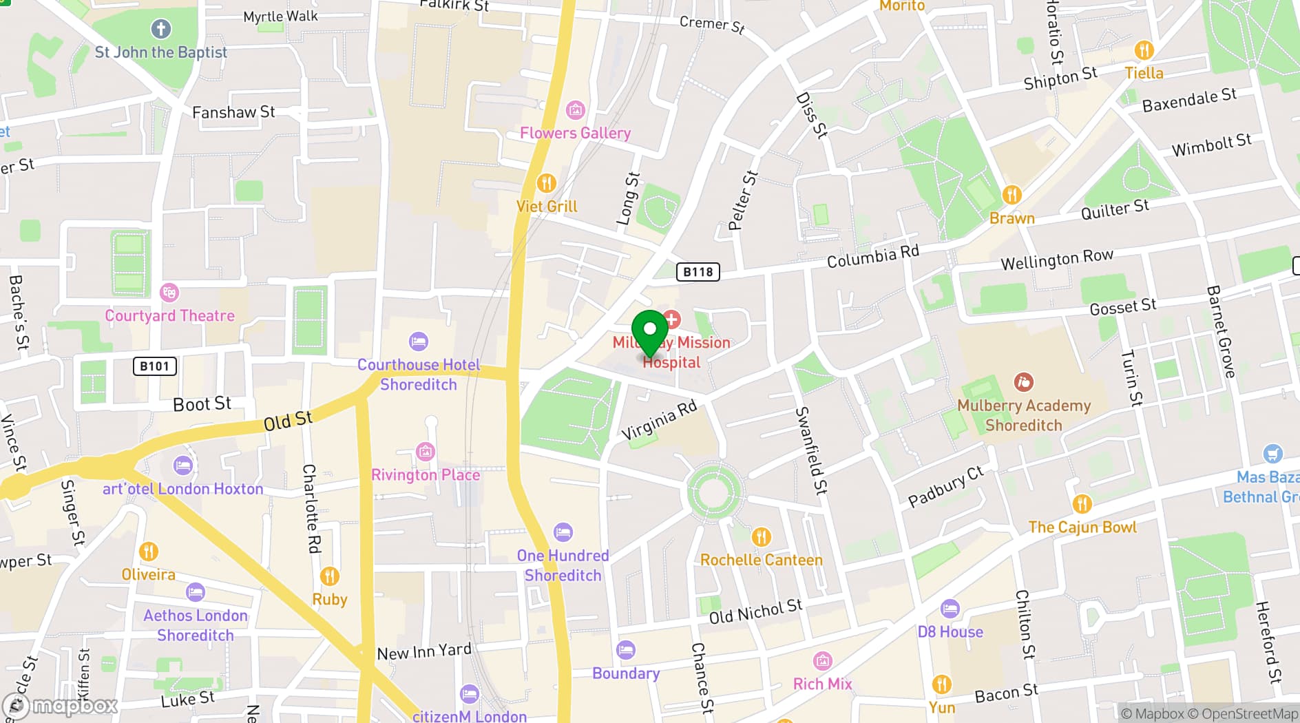 Map showing Tab Centre