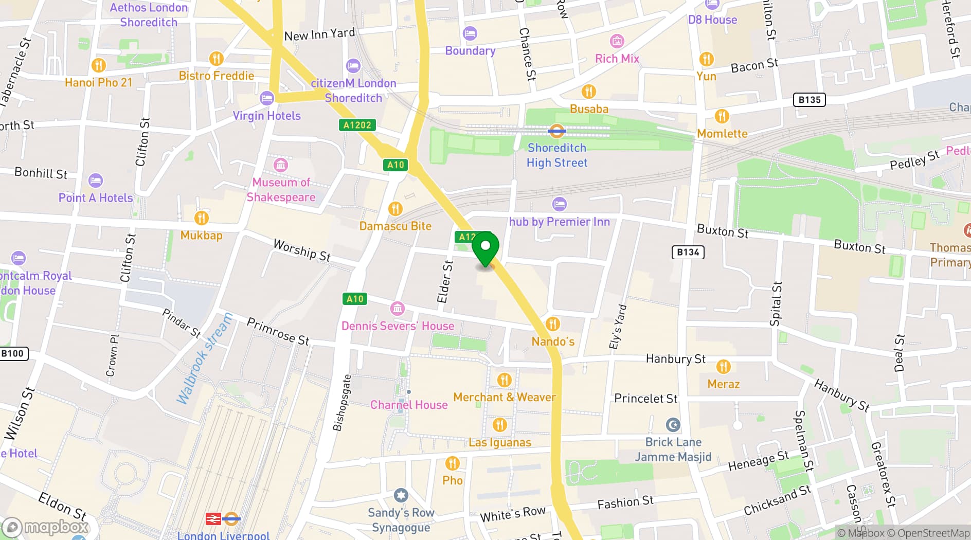 Map showing Hawksmoor Spitalfields Bar