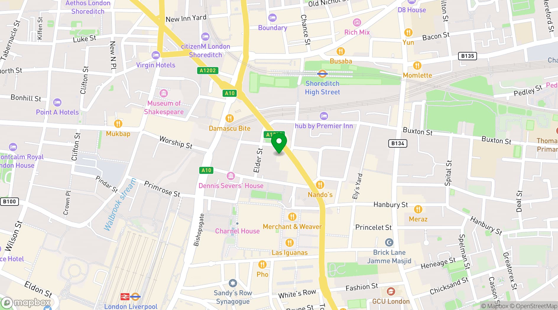 Map showing Hawksmoor Spitalfields