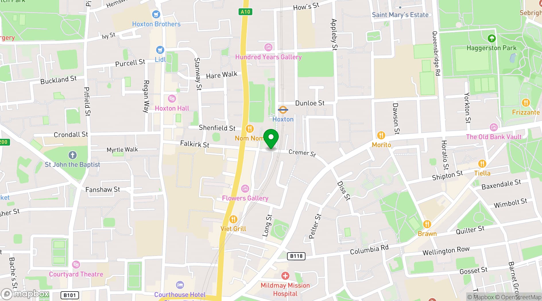 Map showing Hoxton Arches