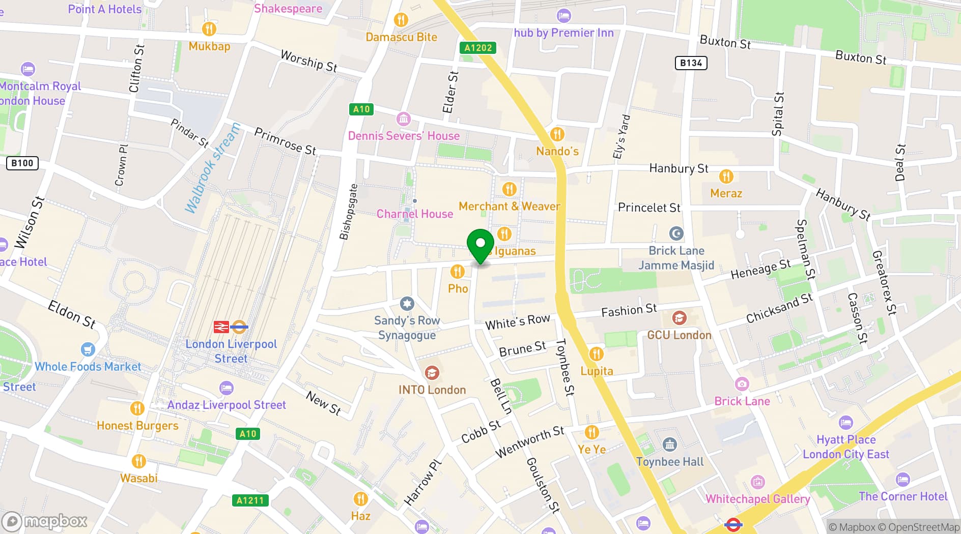 Map showing The Gun London