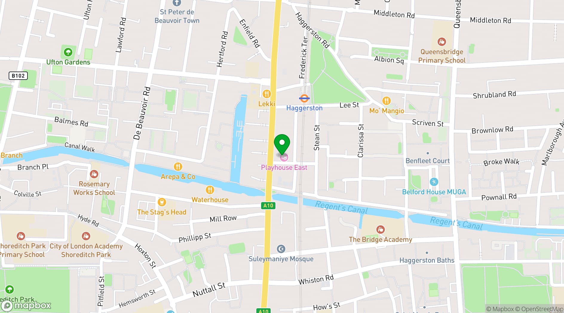 Map showing Playhouse East