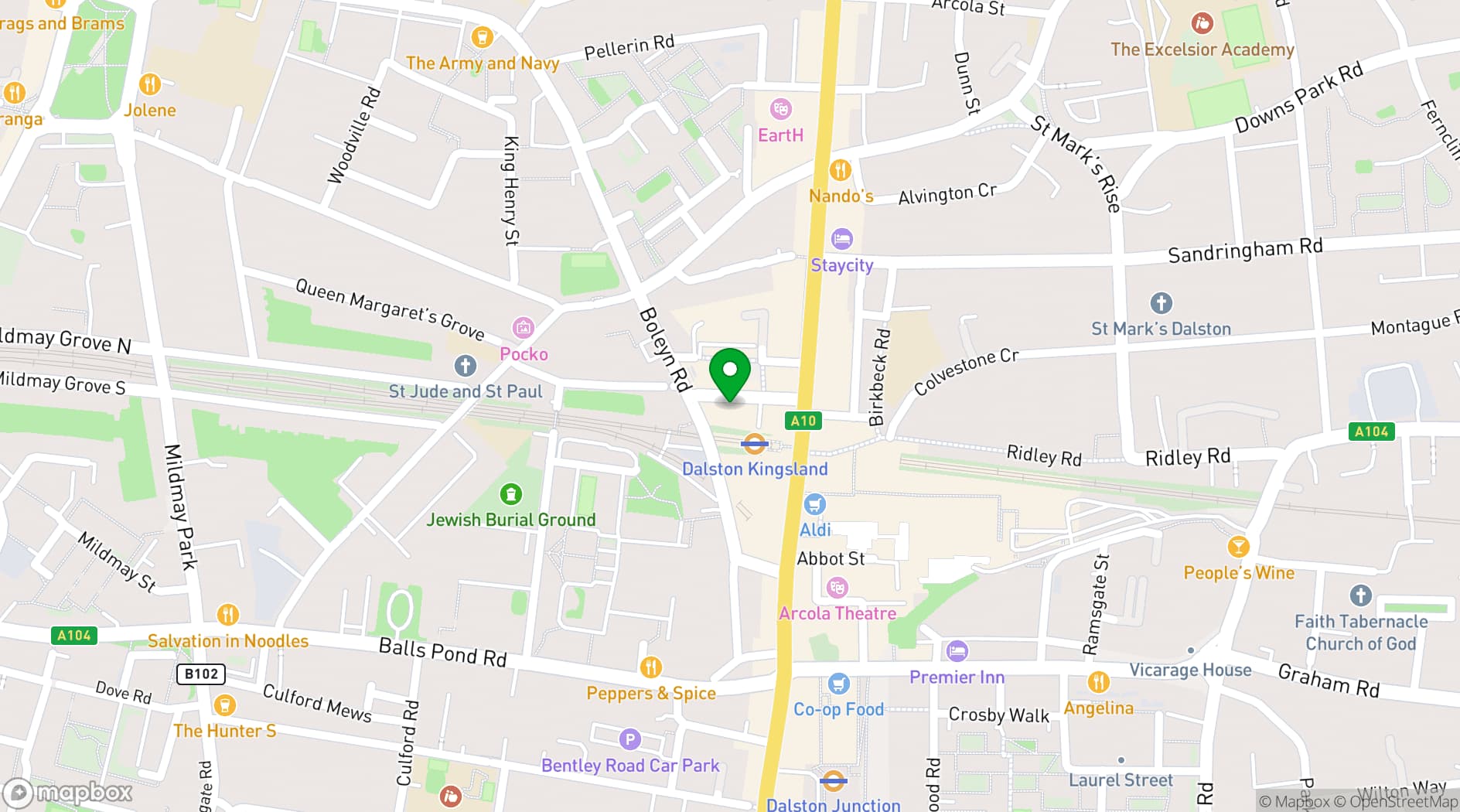 Map showing The Dalston Lounge