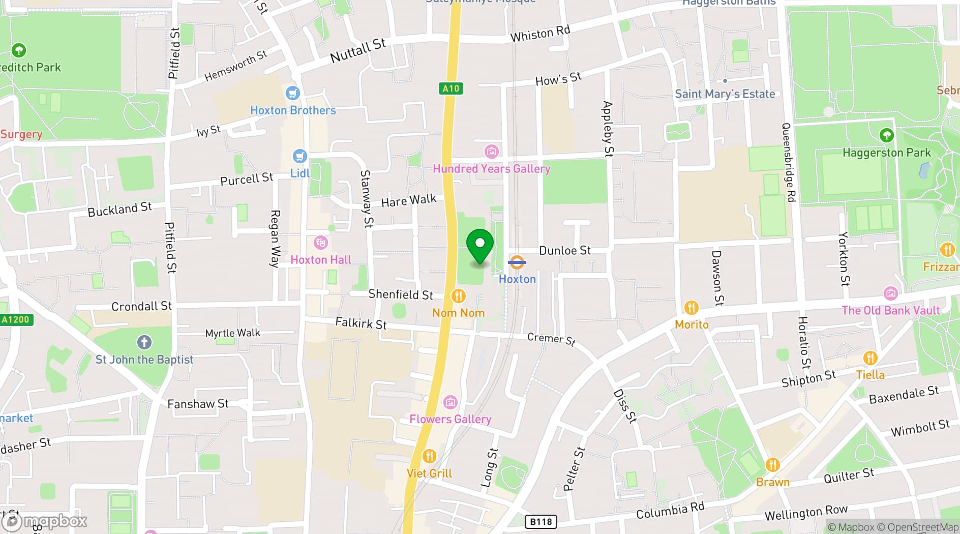 Map showing Shoreditch Gardens