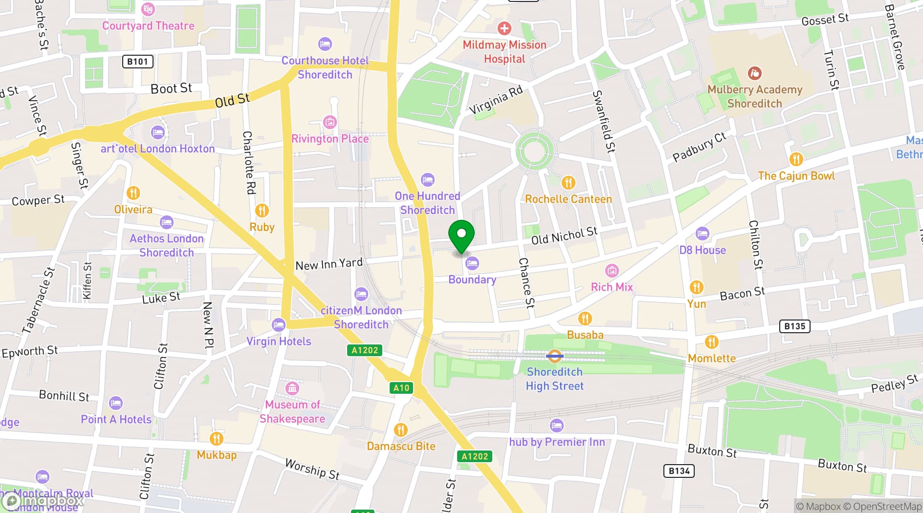 Map showing Boundary Shoreditch