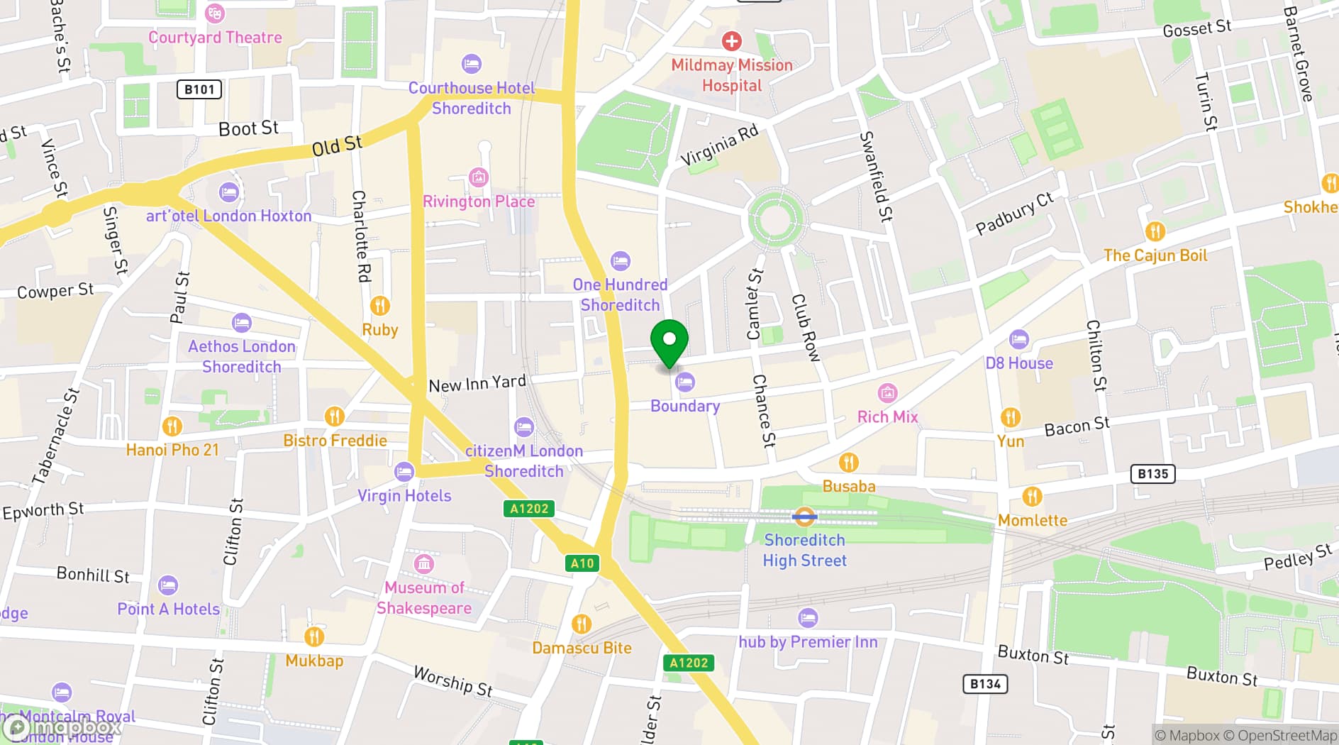 Map showing Boundary Shoreditch