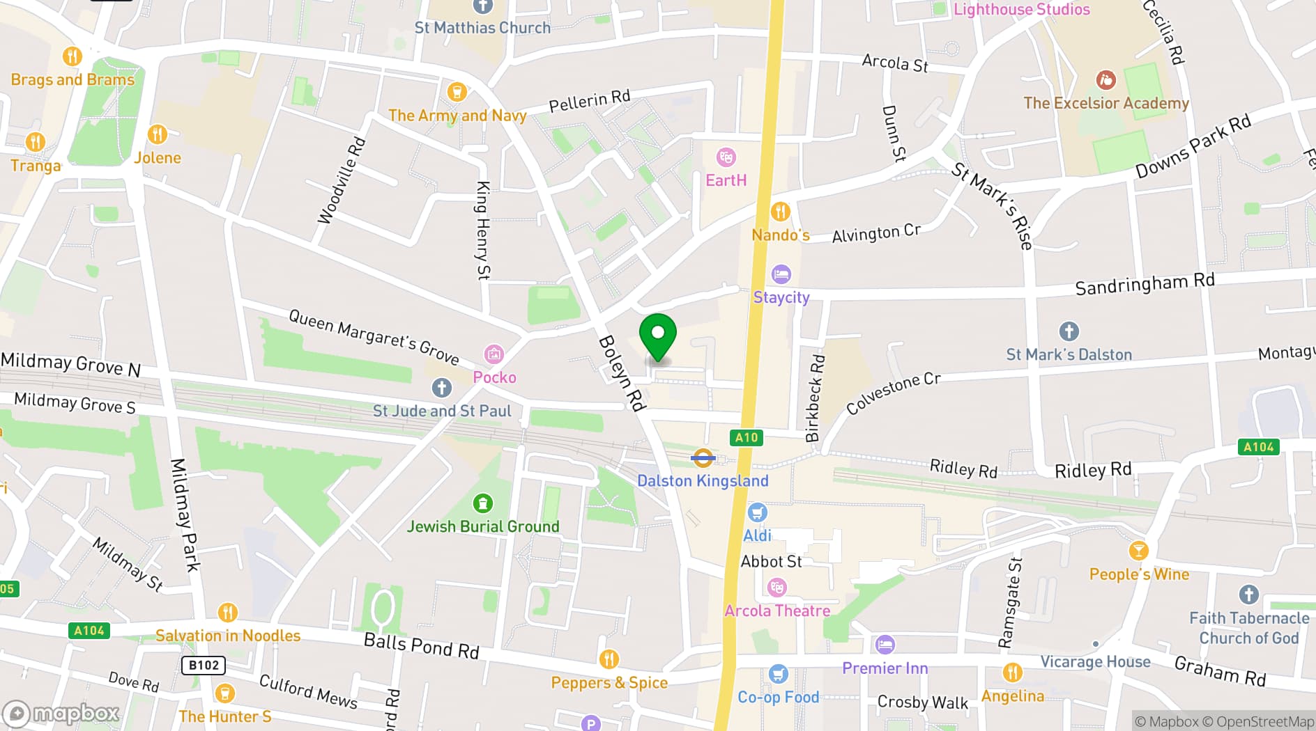 Map showing London Cafe