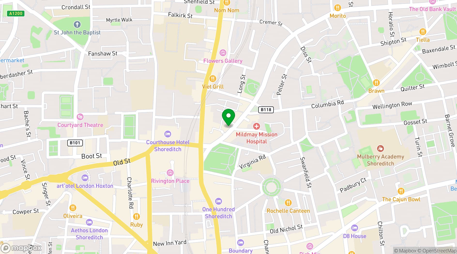 Map showing Shoreditch Recording Works