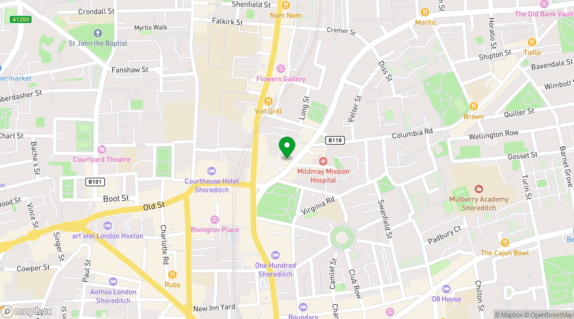 Map showing Eastside Shoreditch