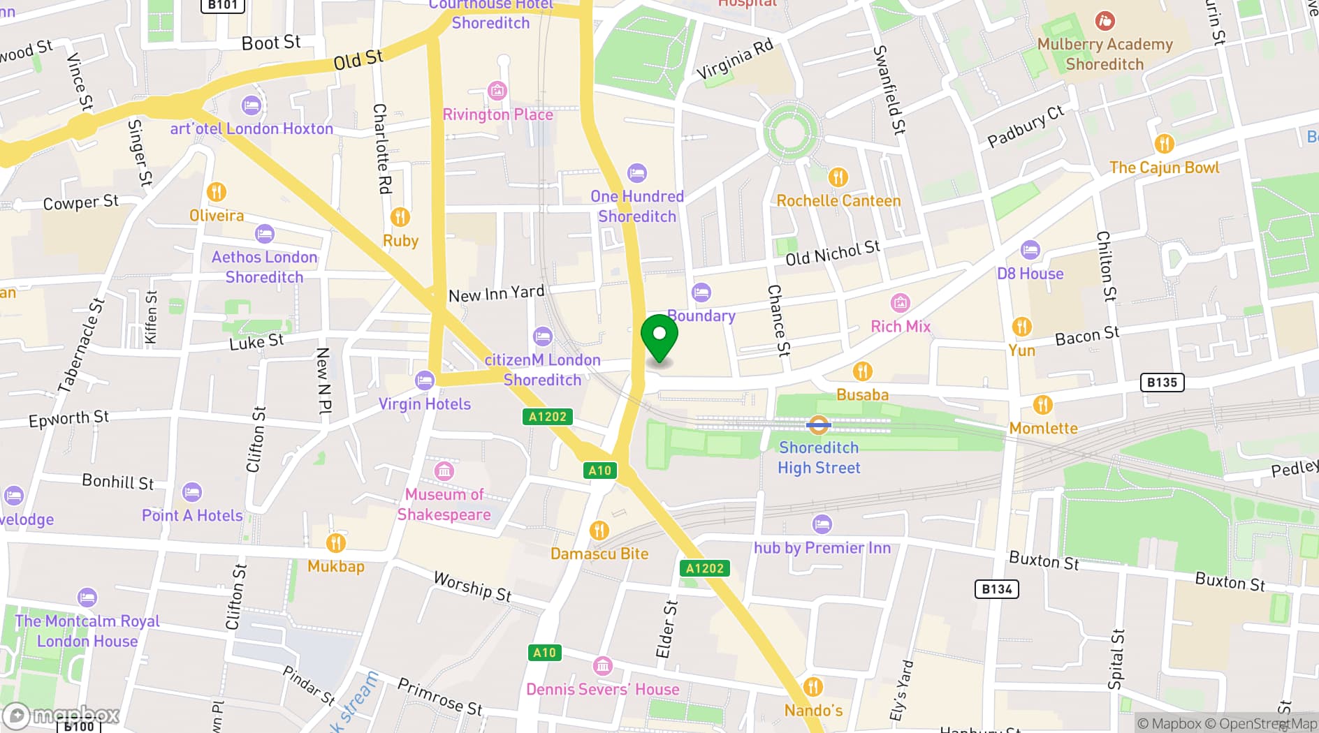 Map showing Pizza East