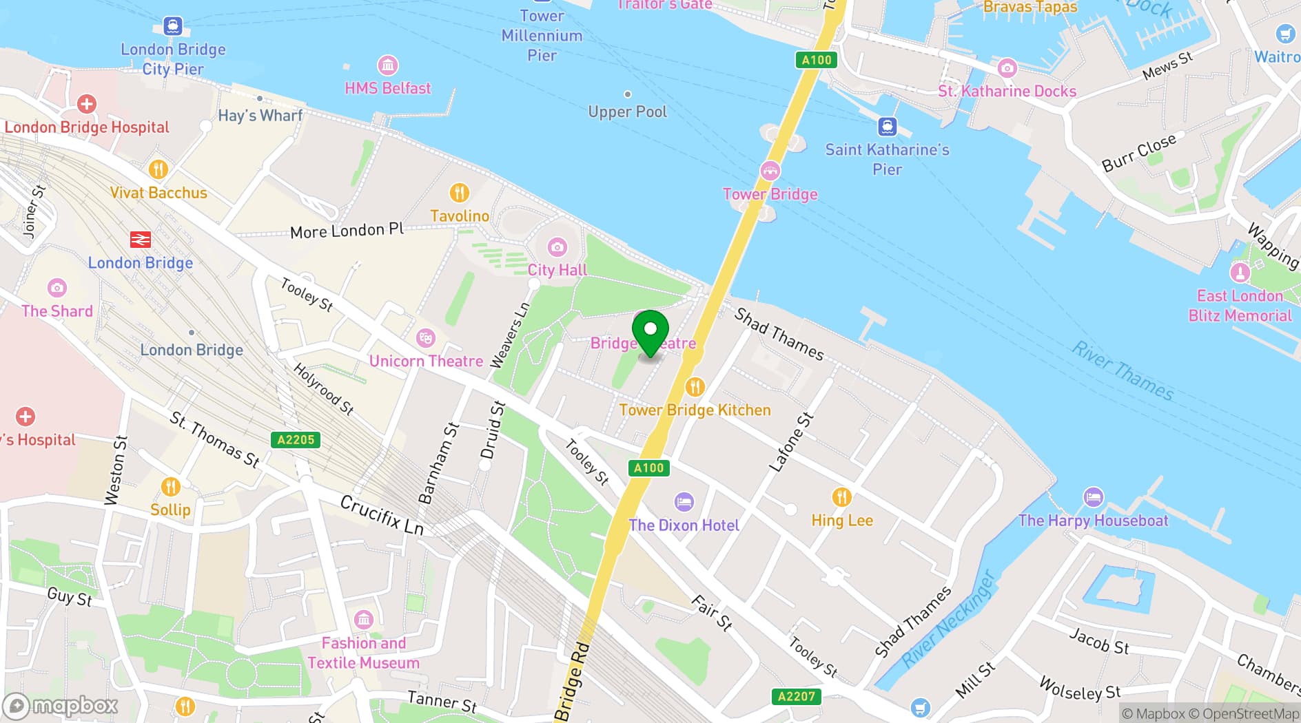 Map showing Gunpowder Tower Bridge