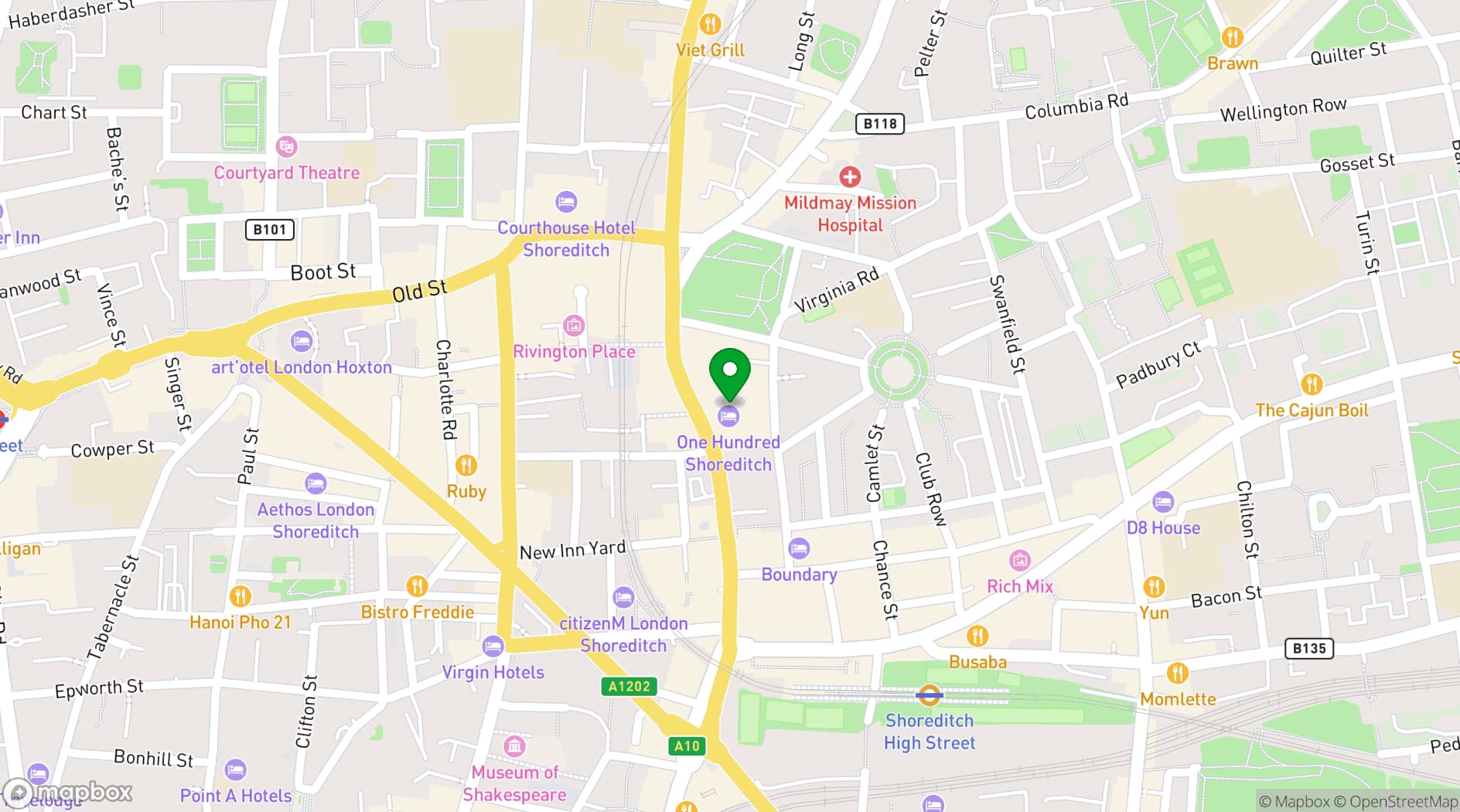 Map showing Ace Hotel