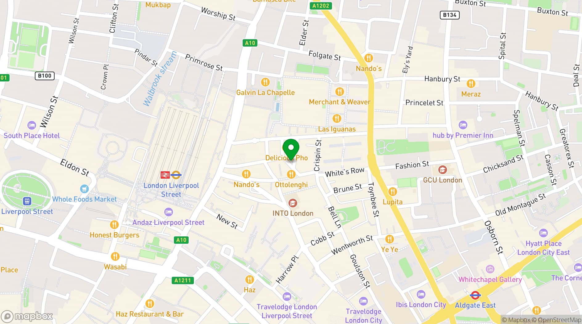 Map showing Hunter Collective Spitalfields