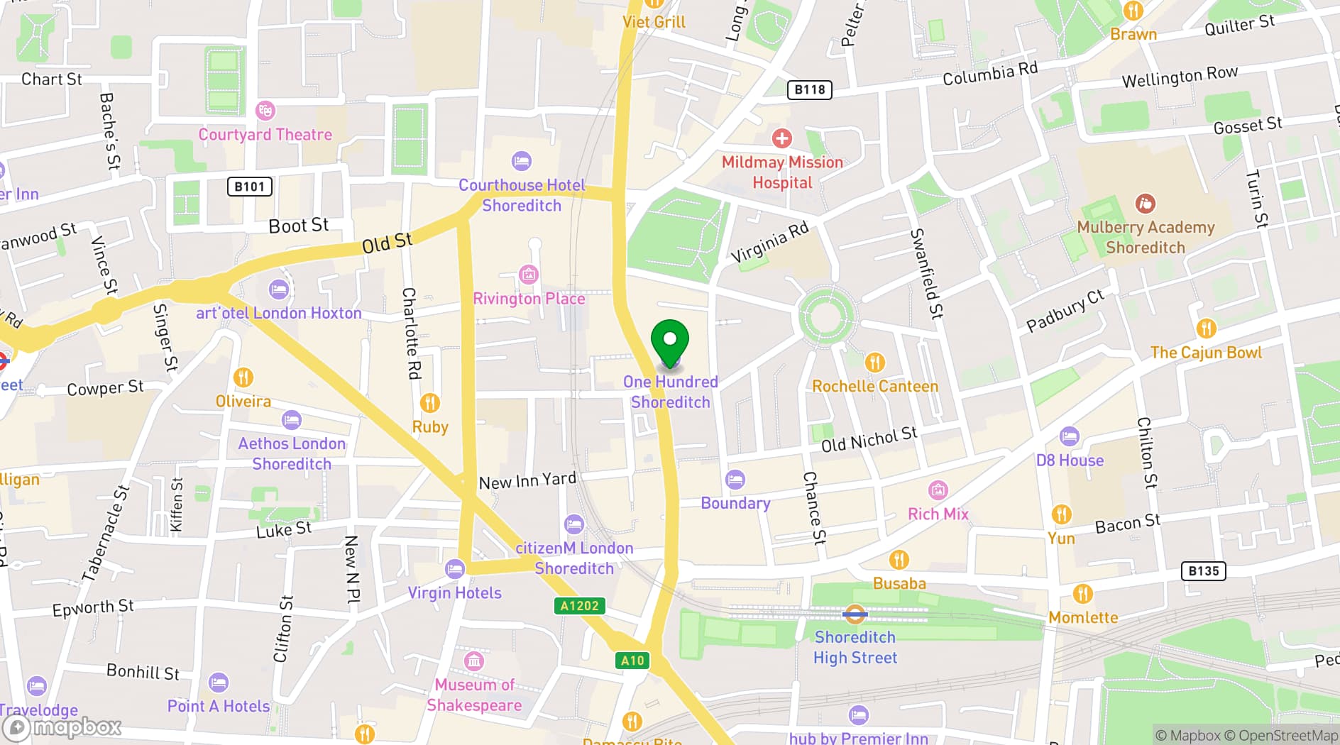 Map showing One Hundred Shoreditch