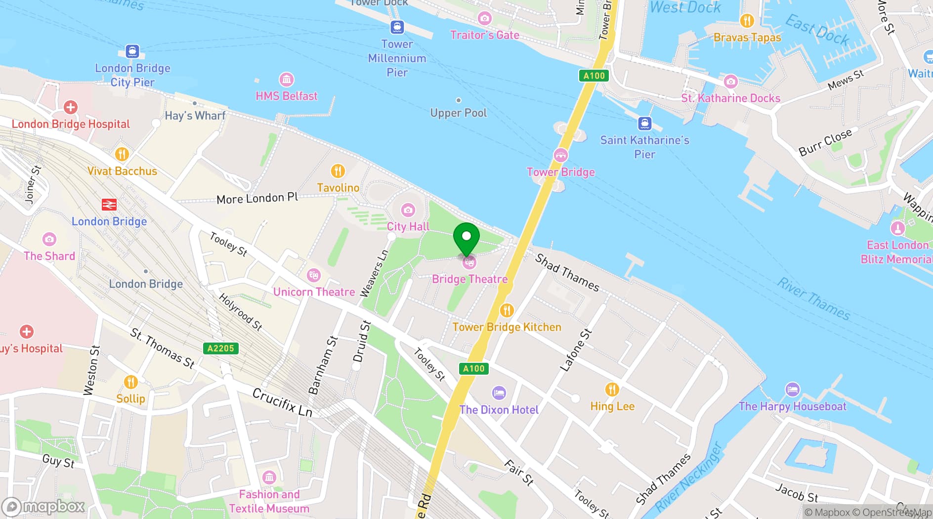 Map showing Bridge Theatre