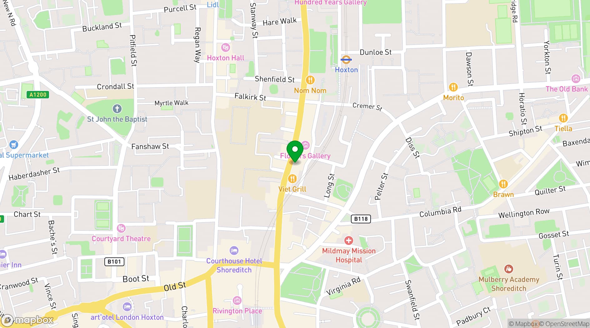 Map showing Damsel Collective