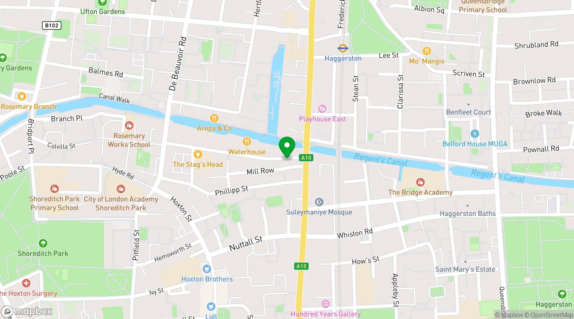 Map showing Mill Row Club