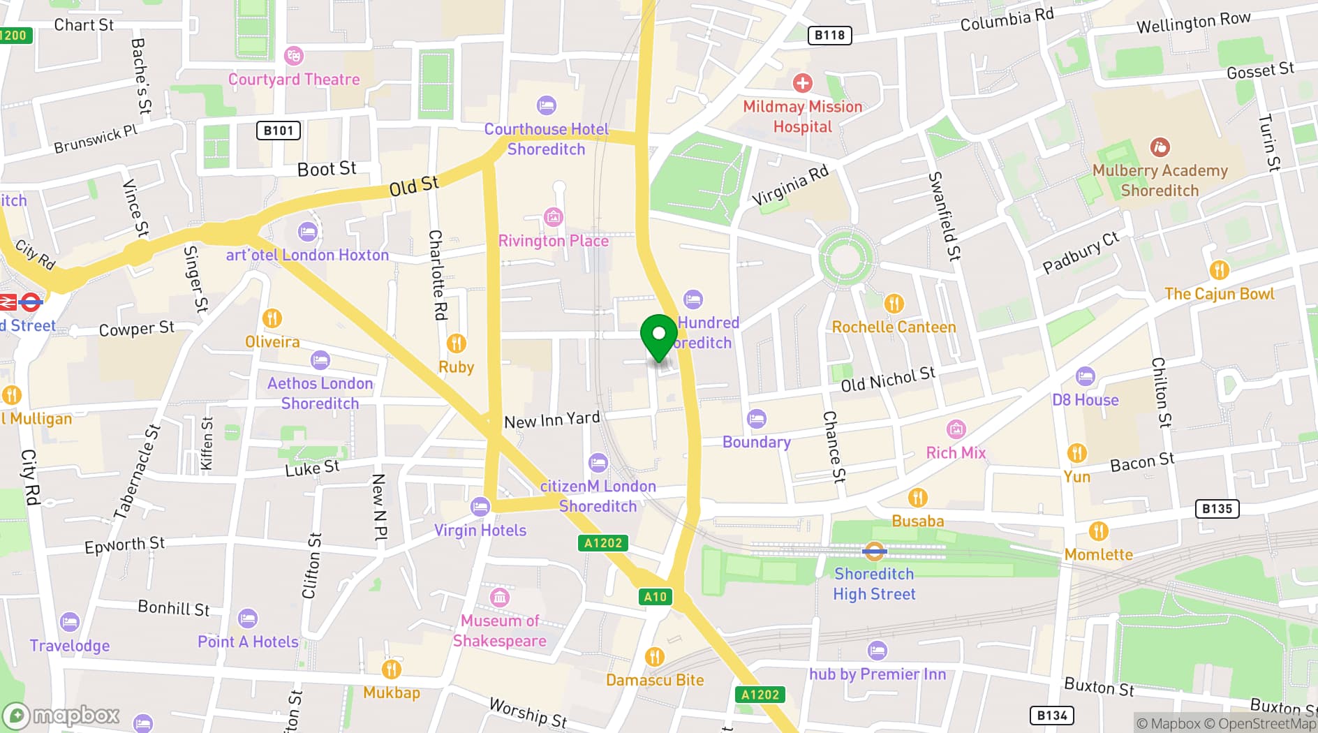 Map showing Shoreditch High Street - The Car Park