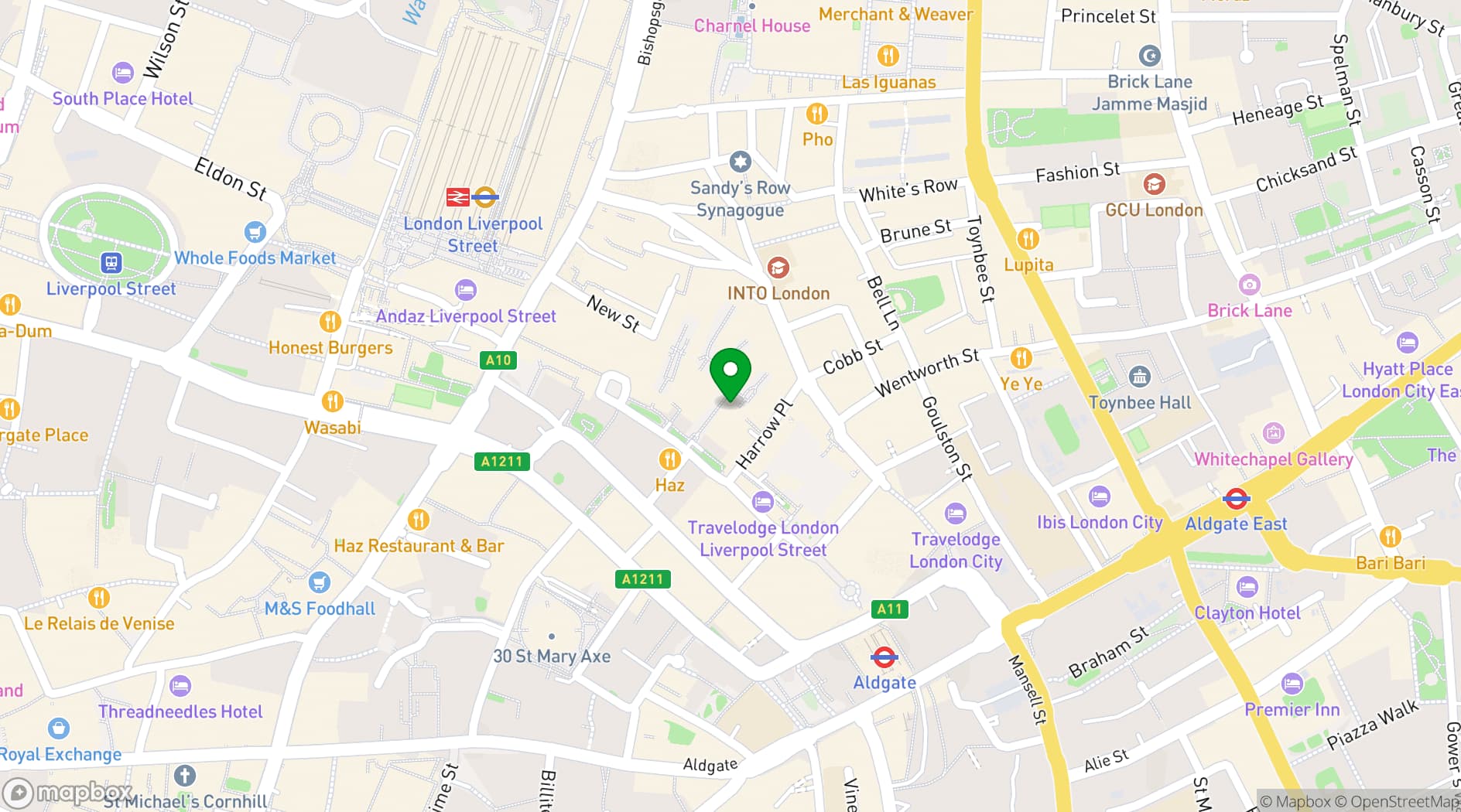 Map showing Sir Devonshire Square
