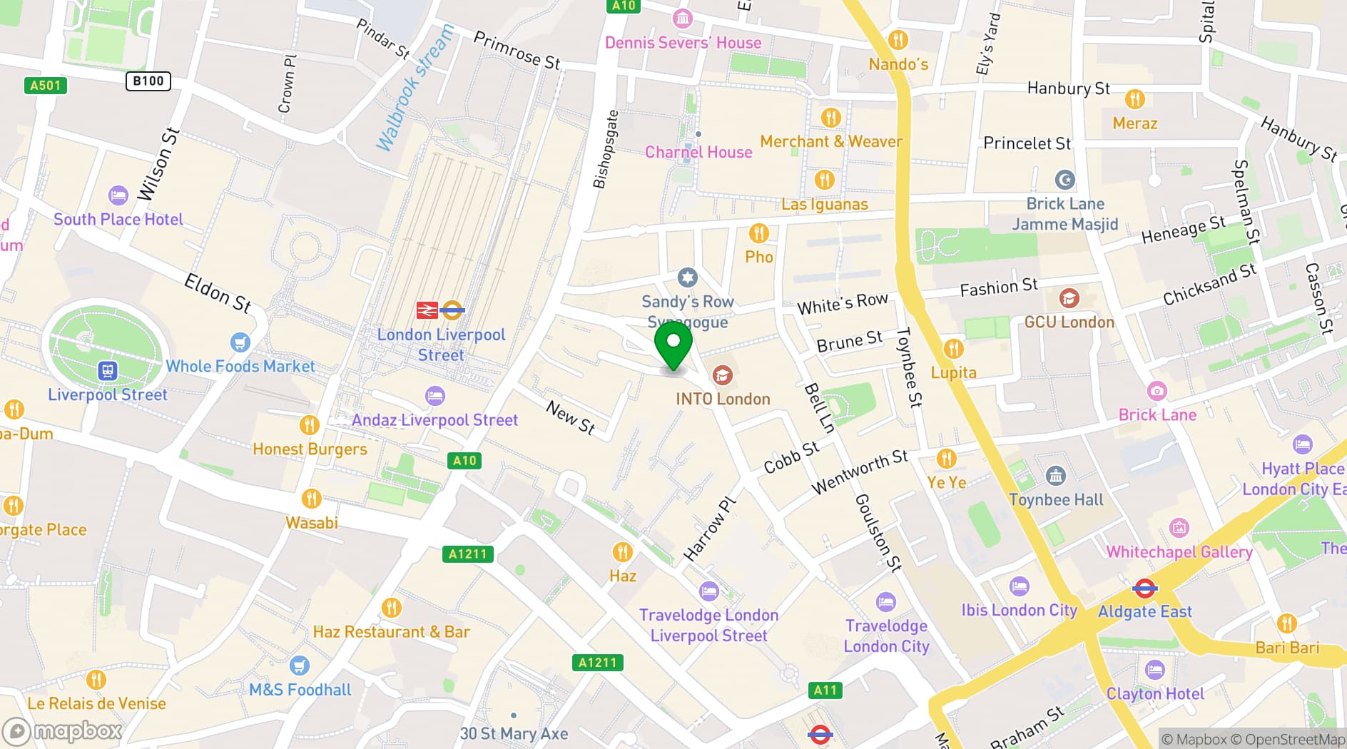 Map showing London Steakhouse Company
