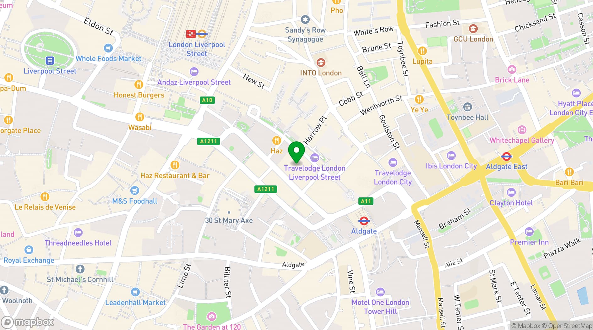 Map showing Convene 133 Houndsditch