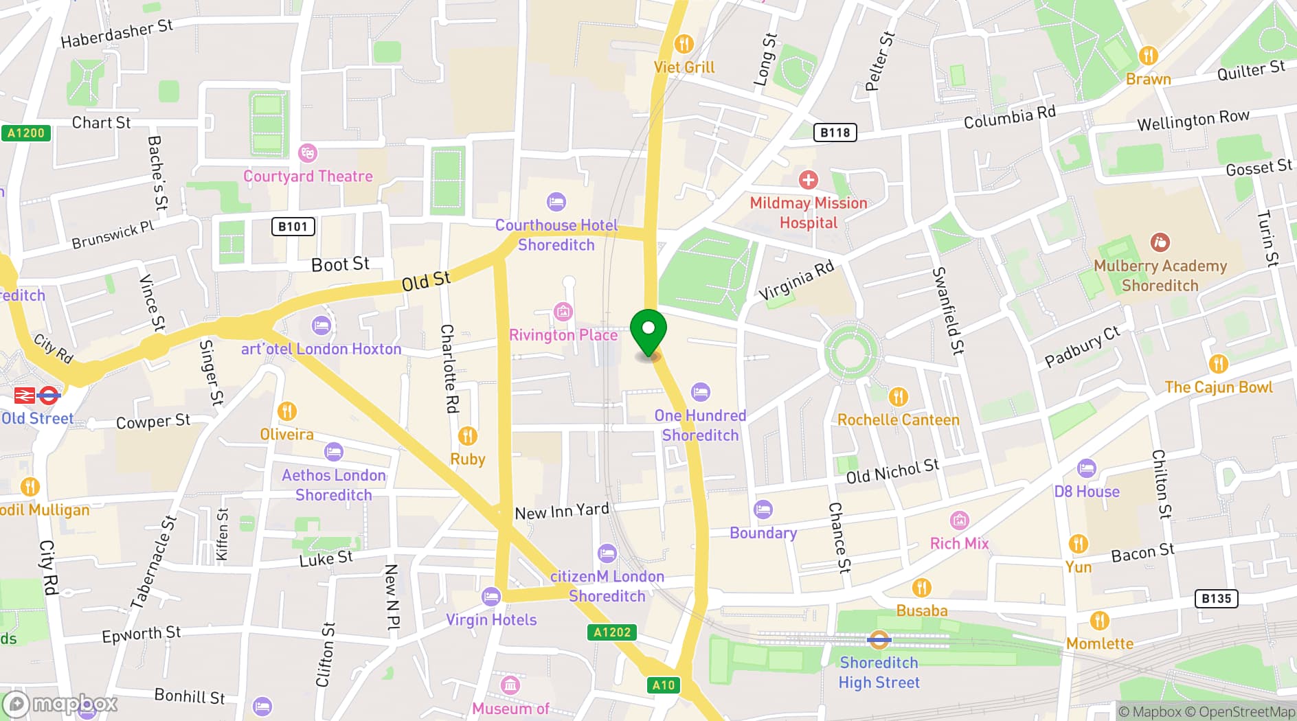 Map showing The Shoreditch