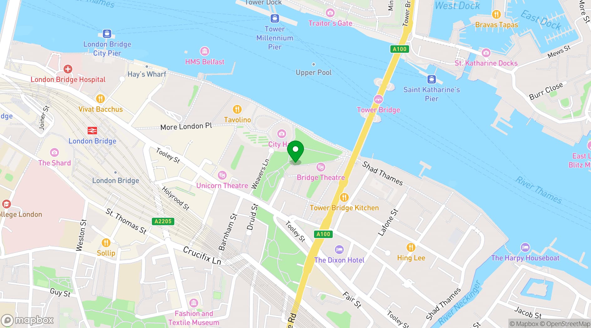 Map showing Temakinho Tower Bridge