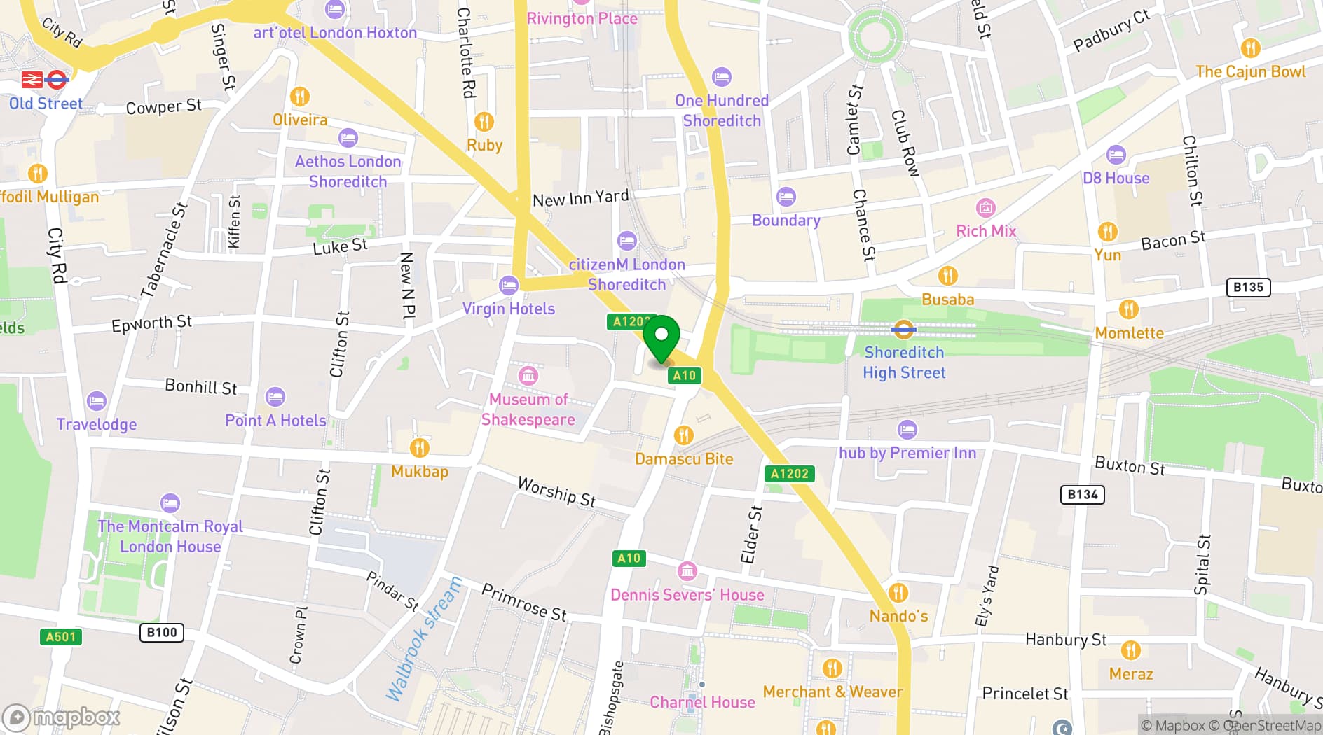Map showing Village Underground Rooftop