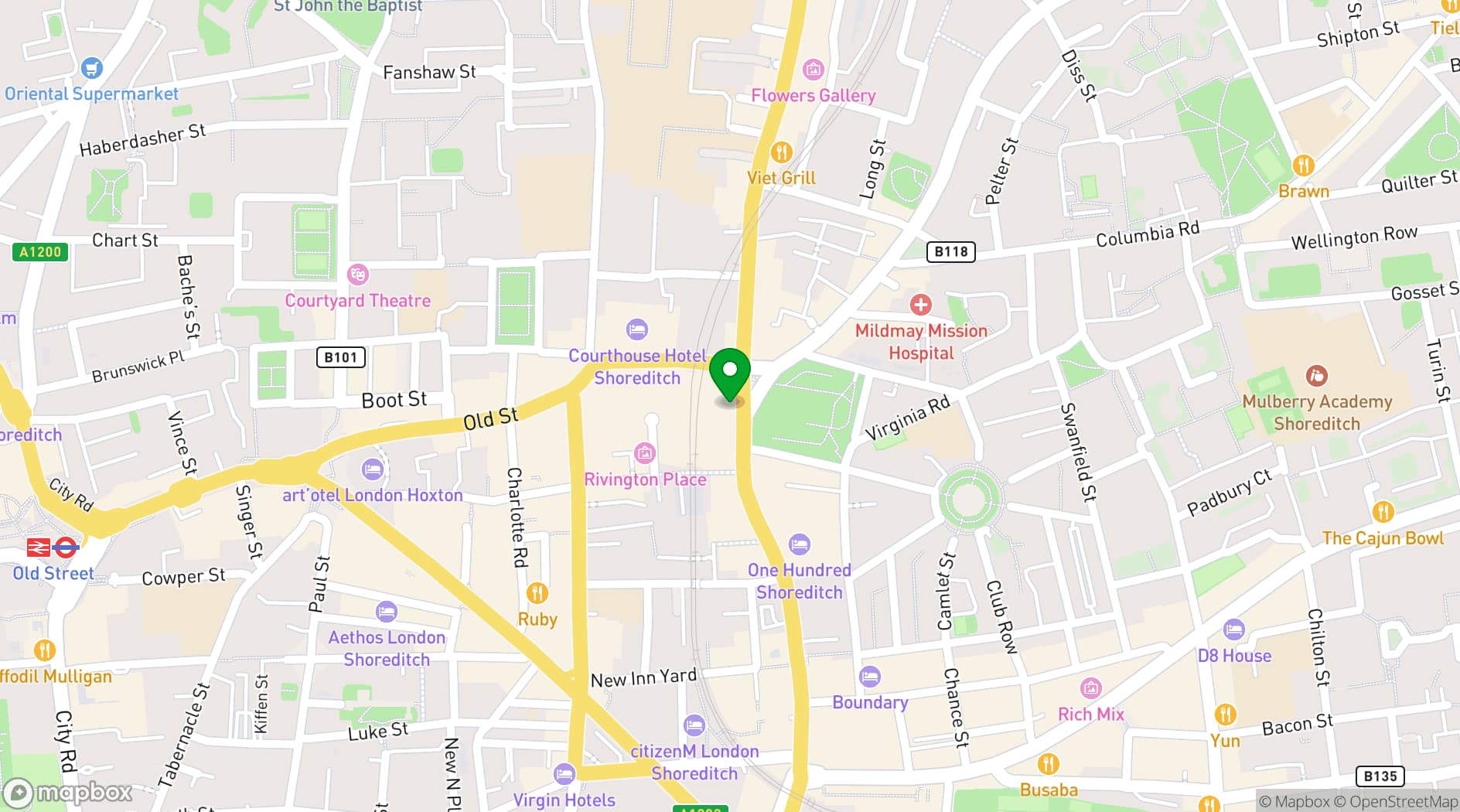 Map showing The Shoreditch Arms