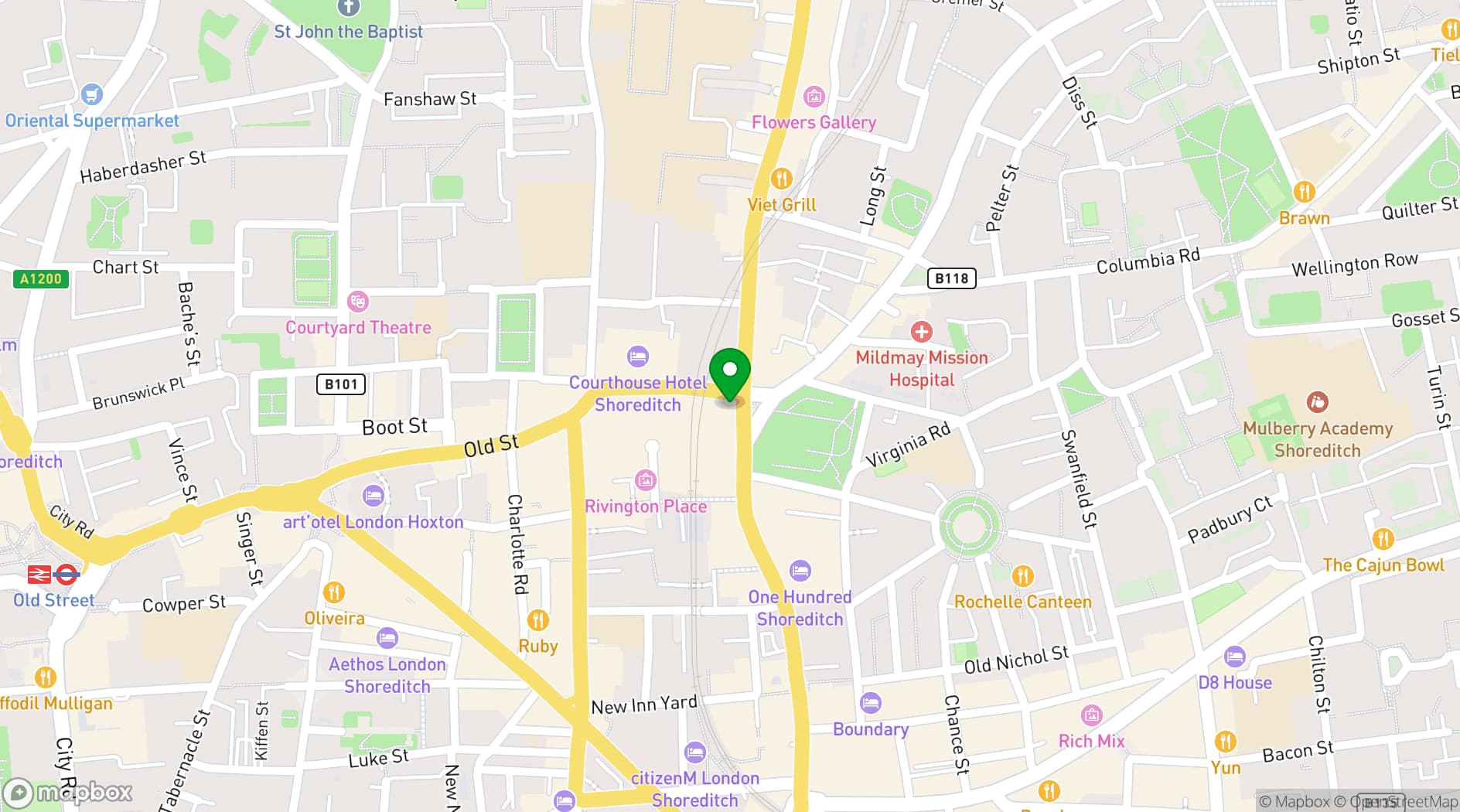 Map showing The Cornershop Bar