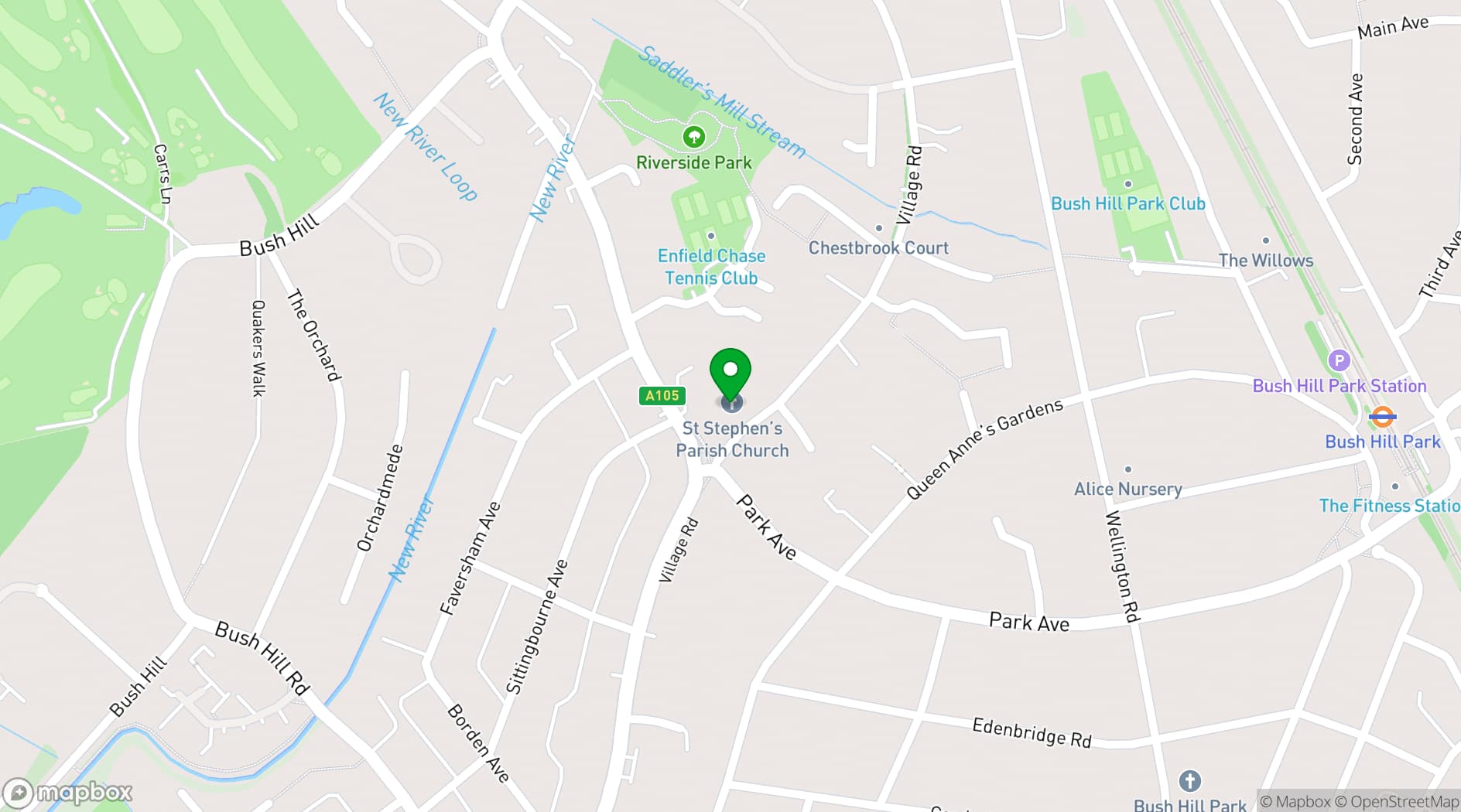 Map showing St Stephen's Church Hall
