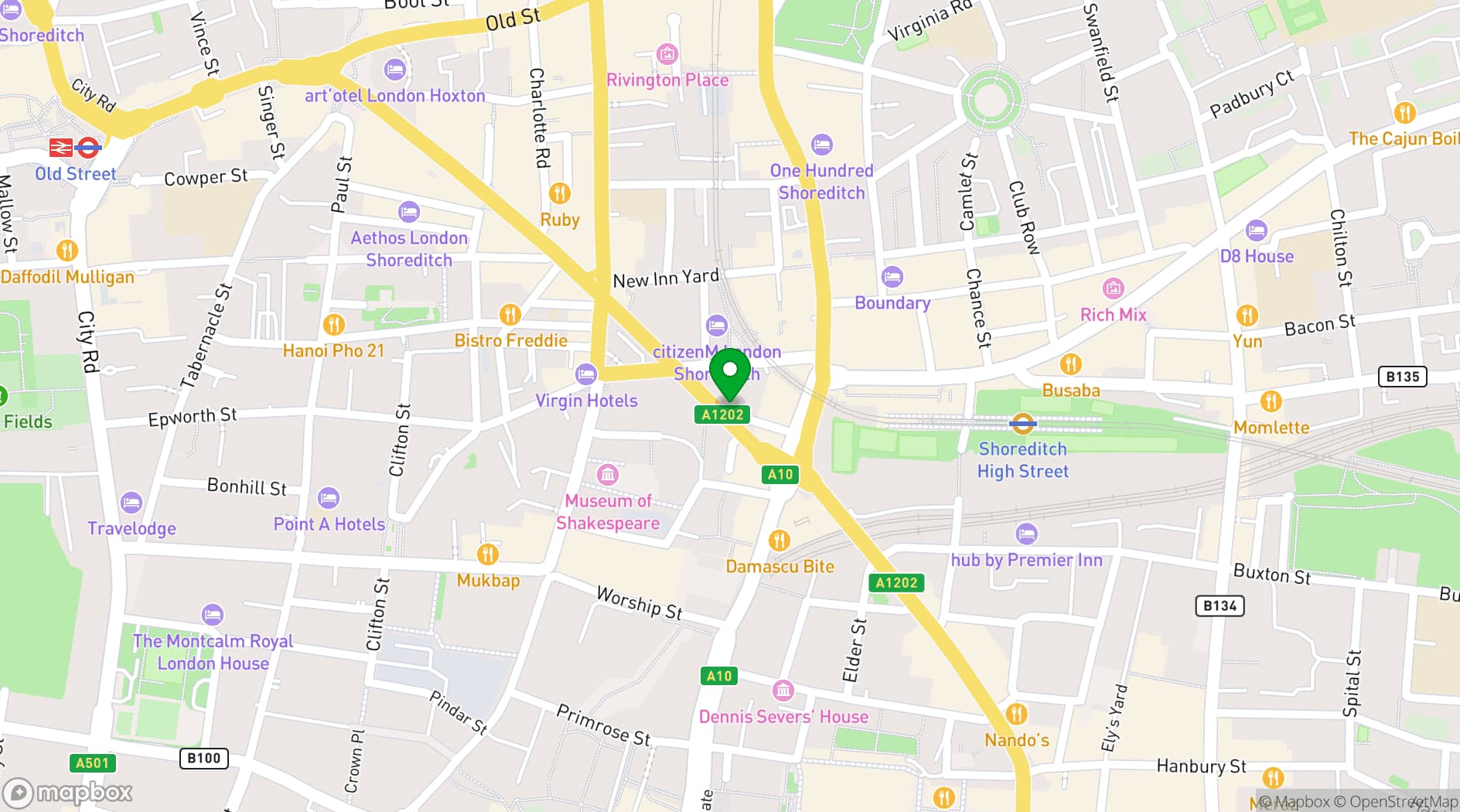 Map showing Village Underground