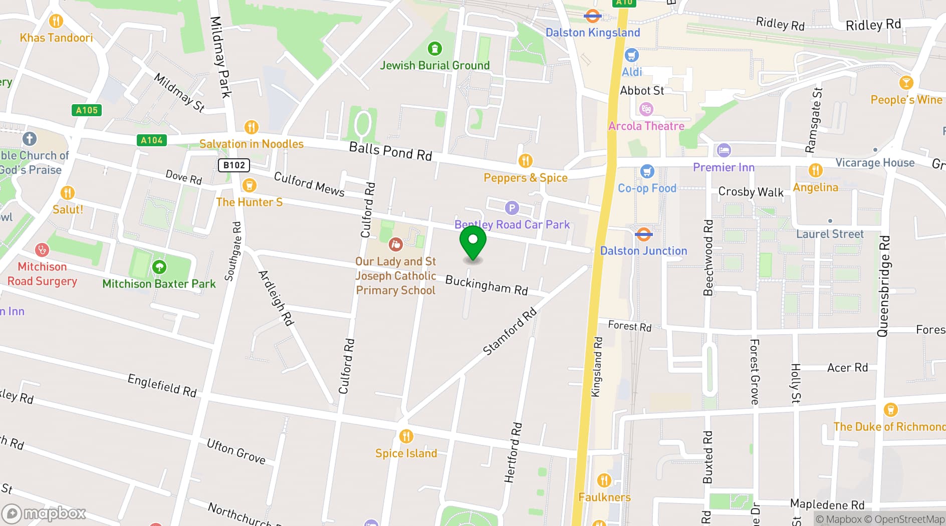 Map showing Kingsgate Community Hall