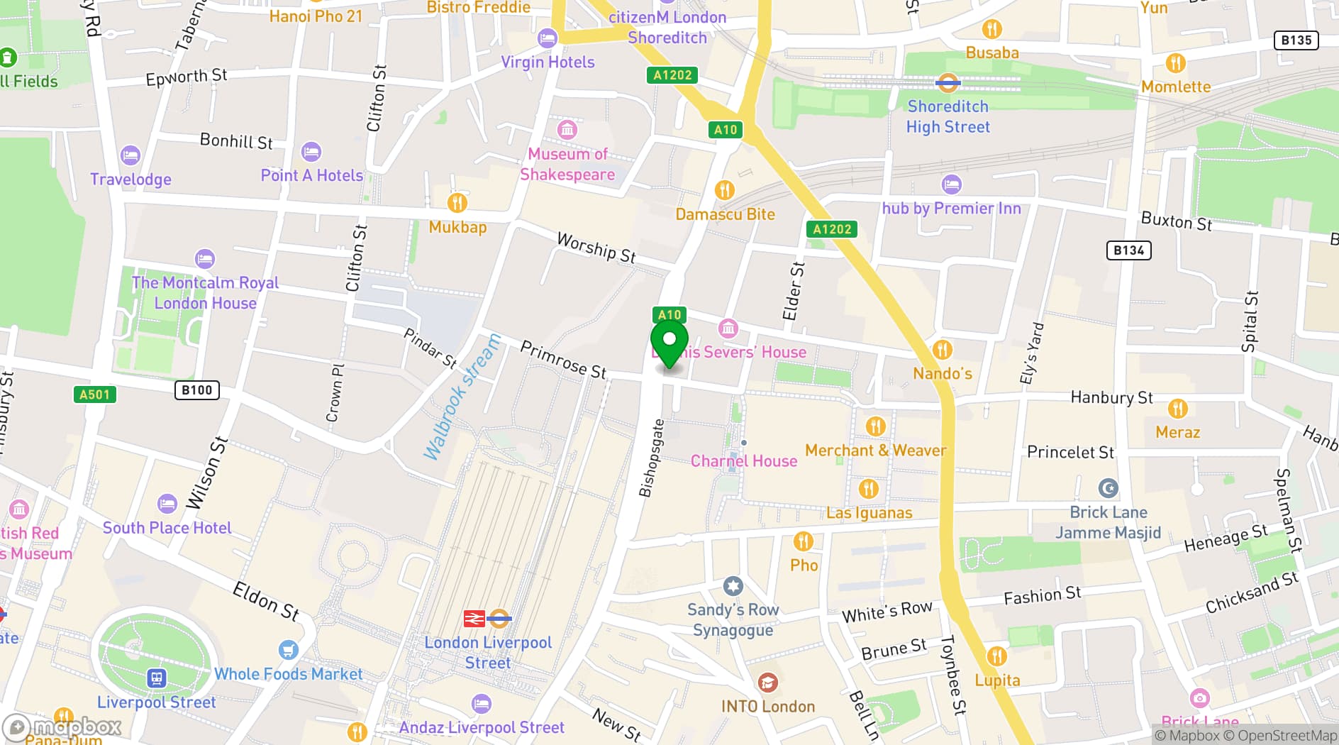 Map showing Art Play Shoreditch