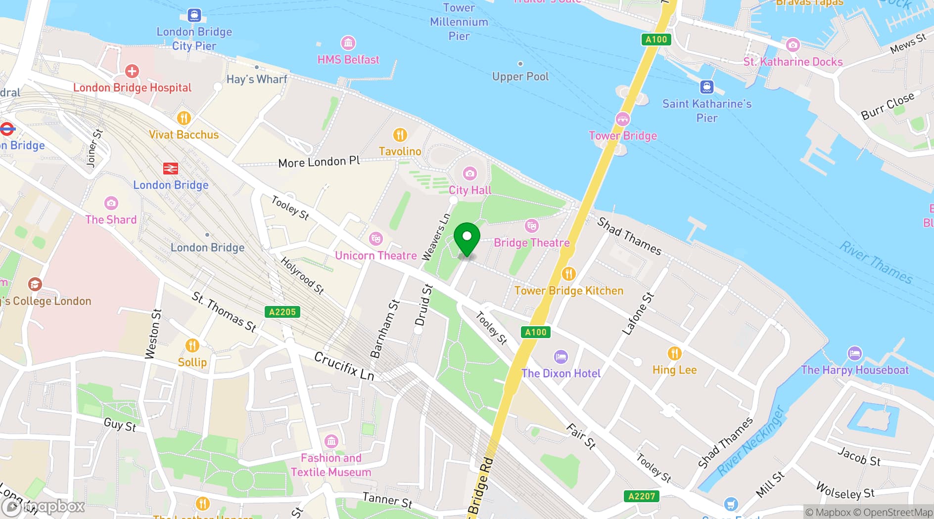 Map showing  Vapiano - Tower Bridge