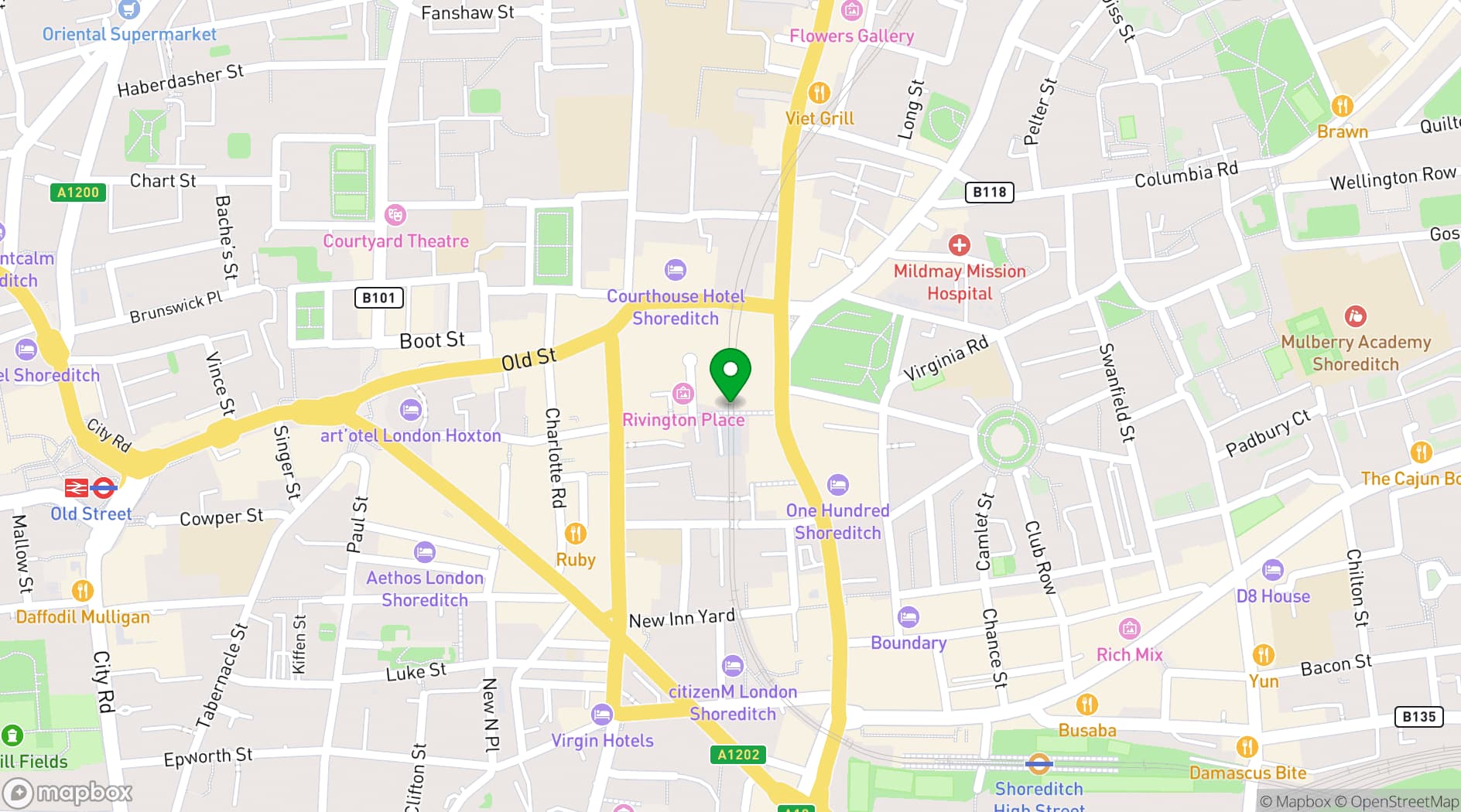 Map showing 83 Rivington Street
