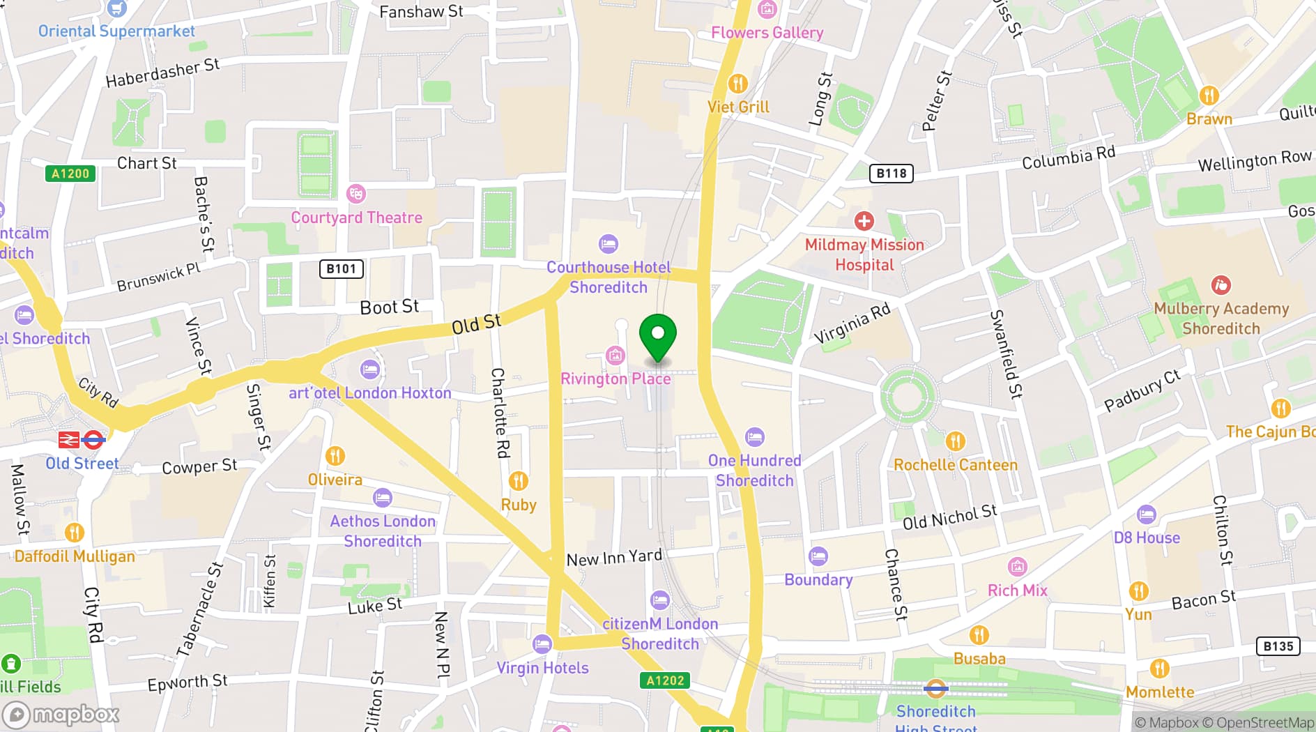 Map showing The Viaduct Shoreditch