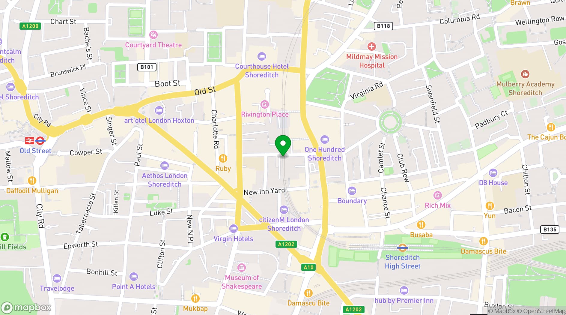 Map showing Shoreditch Studios