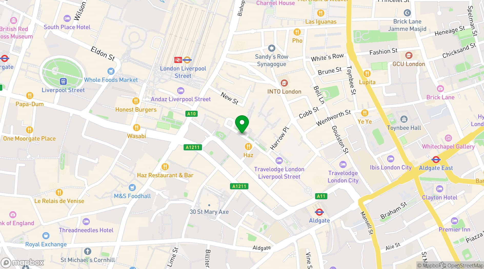 Map showing Lucky Voice Liverpool Street