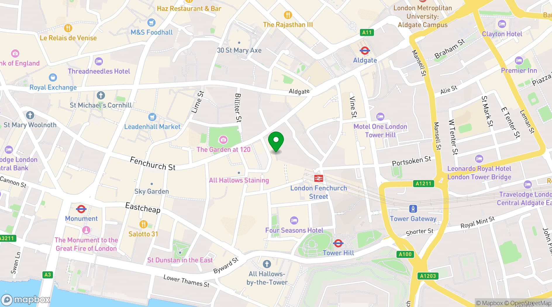 Map showing etc.venues Fenchurch Street