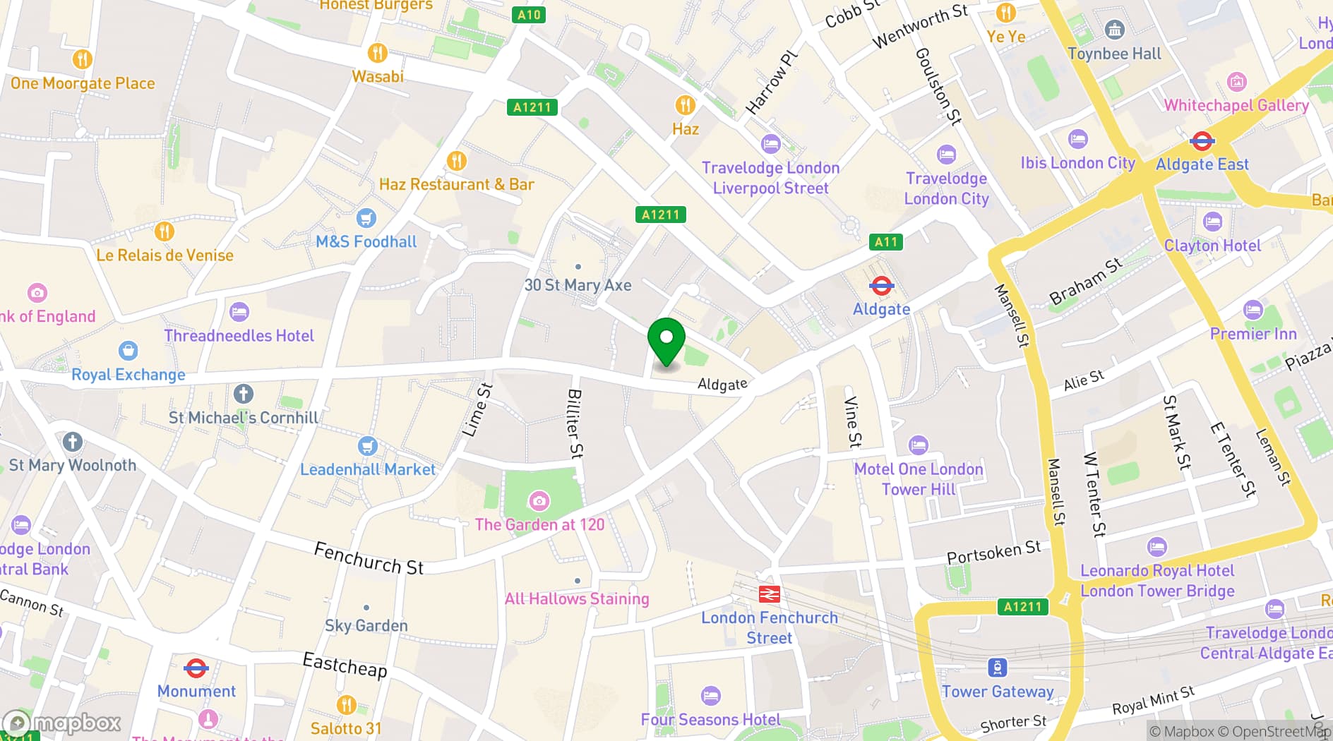 Map showing St Katharine Cree