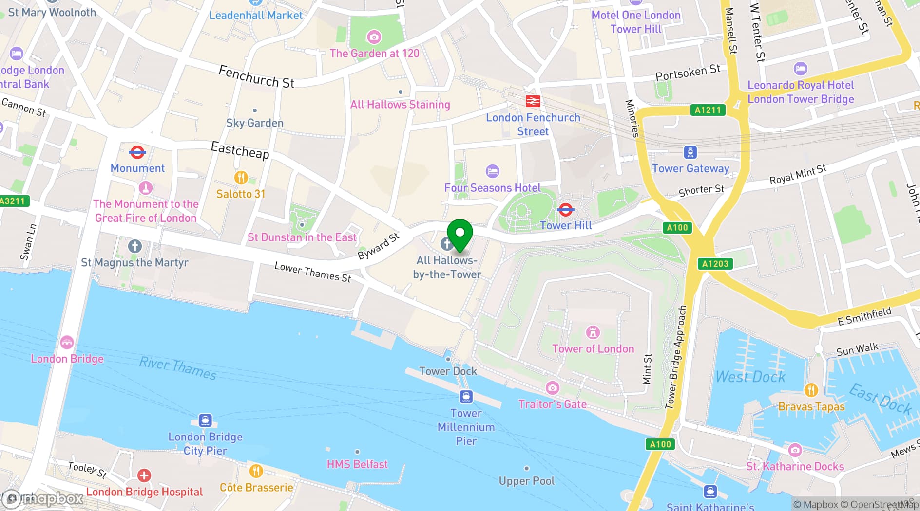 Map showing Byward Kitchen and Bar