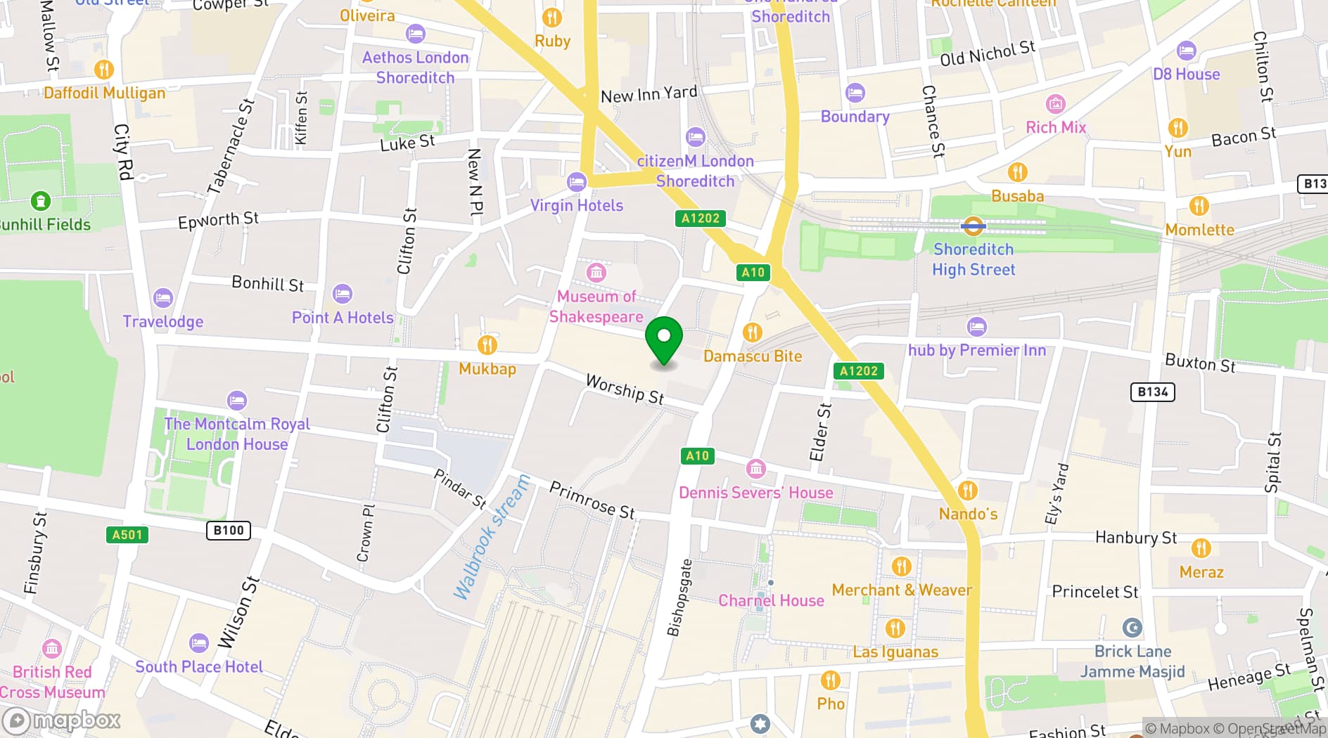 Map showing Vagabond Wines Shoreditch