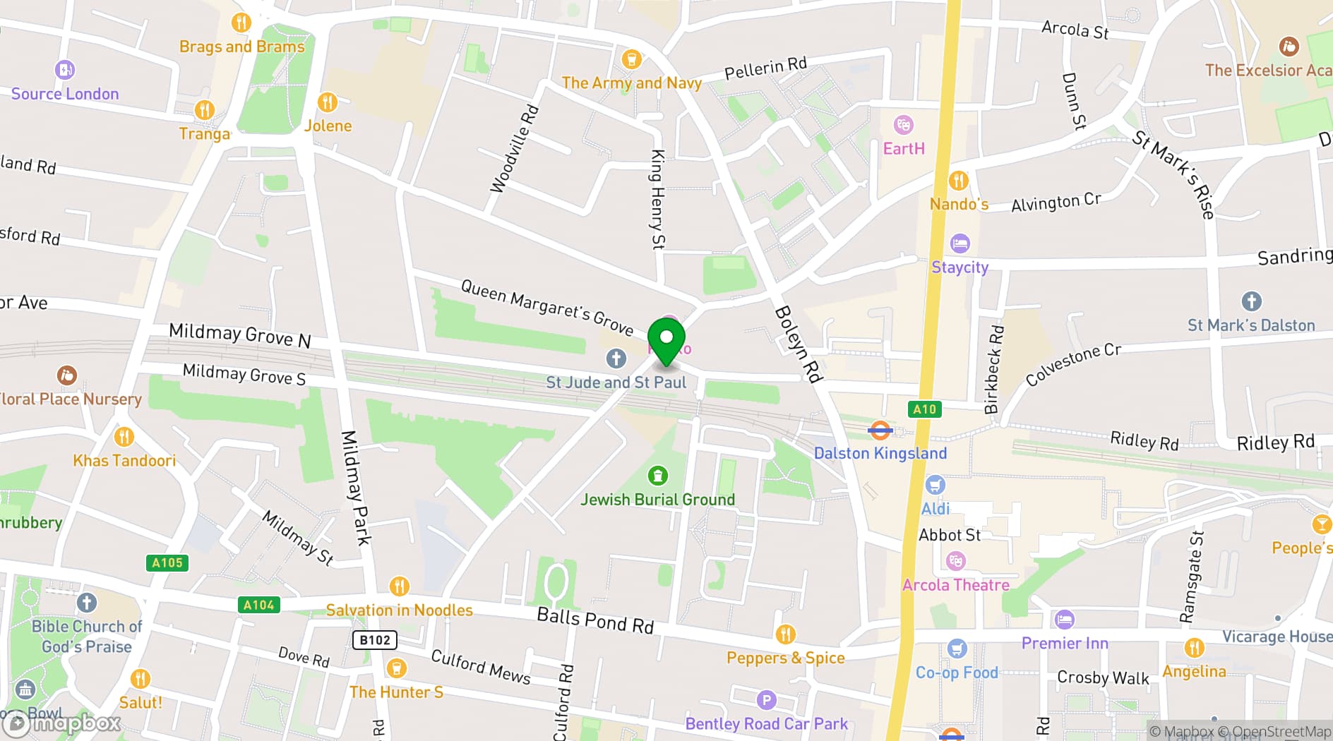 Map showing The Railway Tavern